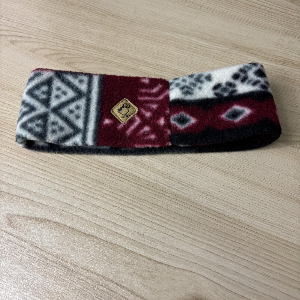 Schlesser Knitting Headband Womens One Size Red Black Fleece Ear Warmer Made USA